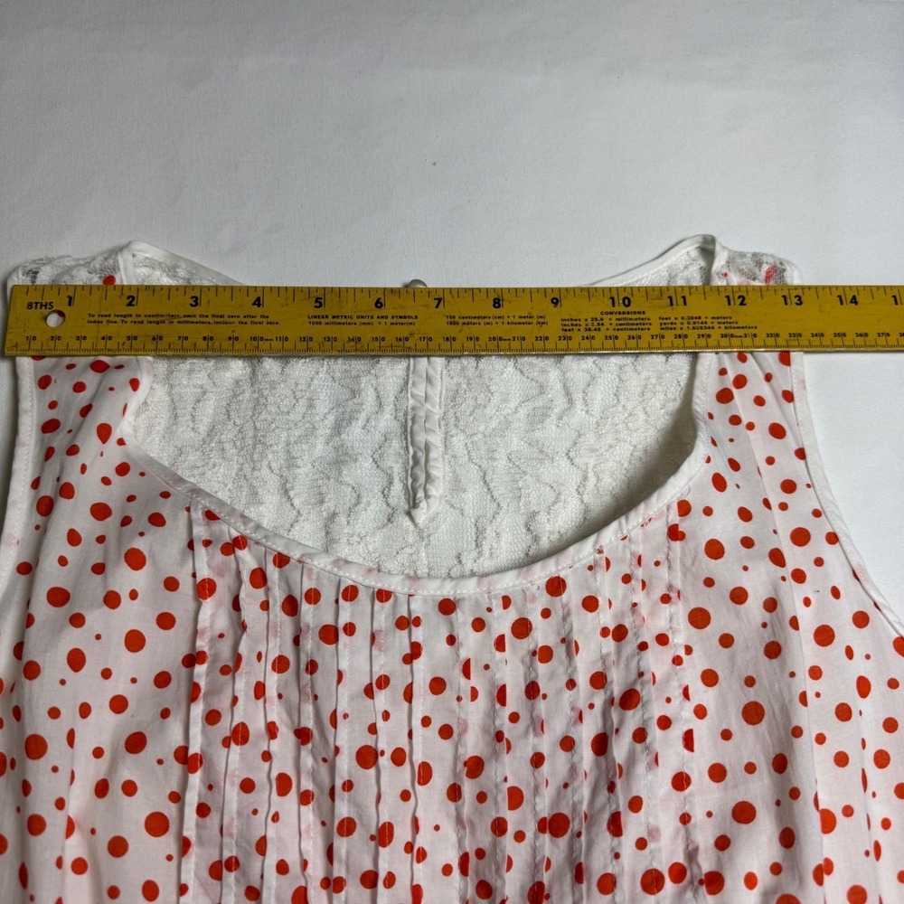 Cato Womens Orange Polka Dot Cotton Dress Lace Back Pintuck Pockets Size 12 - Picture 8 of 9